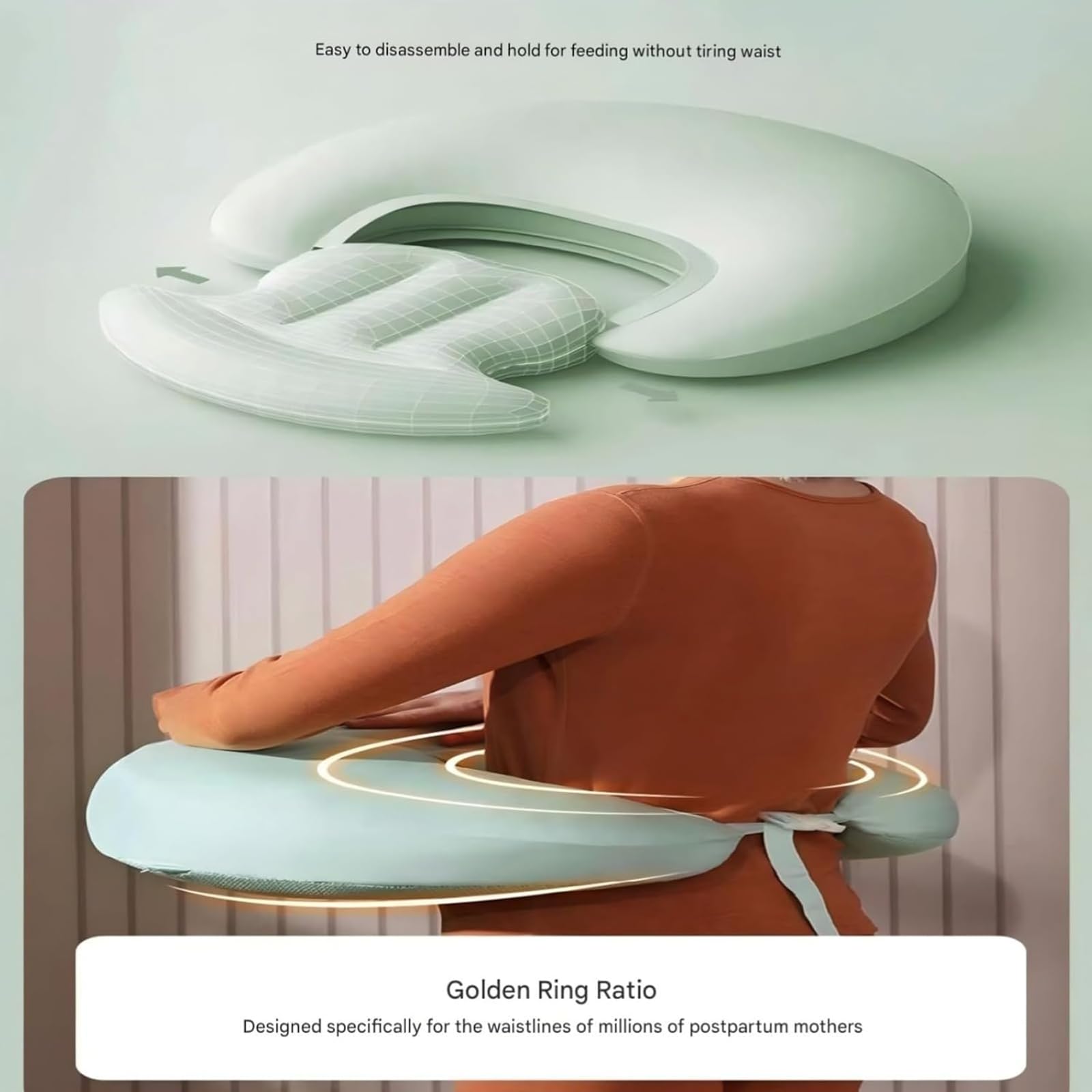 Ergonomiczna zdejmowana poduszka do karmienia, antyrefluksowa i zapobiegająca pluciu dla noworodków, wsparcie karmienia butelką/piersią, antybakteryjna i oddychająca, komfort dziecka