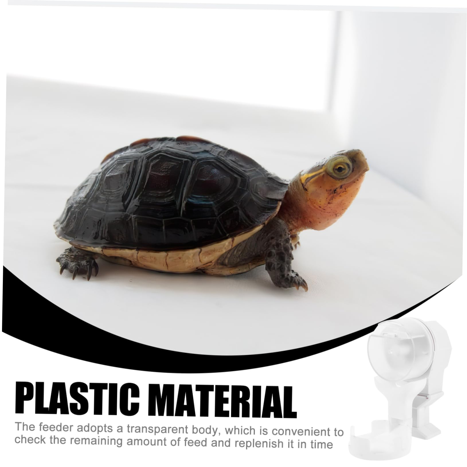 BESPORTBLE Mangiatoia Automatica capacità 100ml per Rettili e Tartarughe Corpo Trasparente in Plastica Vassoio Alimentare Bianco per Terrari