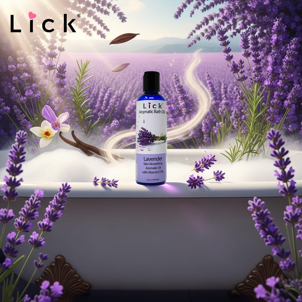 Lick Lavender Aromatic Bath Oil - Calming Floral Scents - Aromatherapy Oils for Bath Relaxation, 4 oz