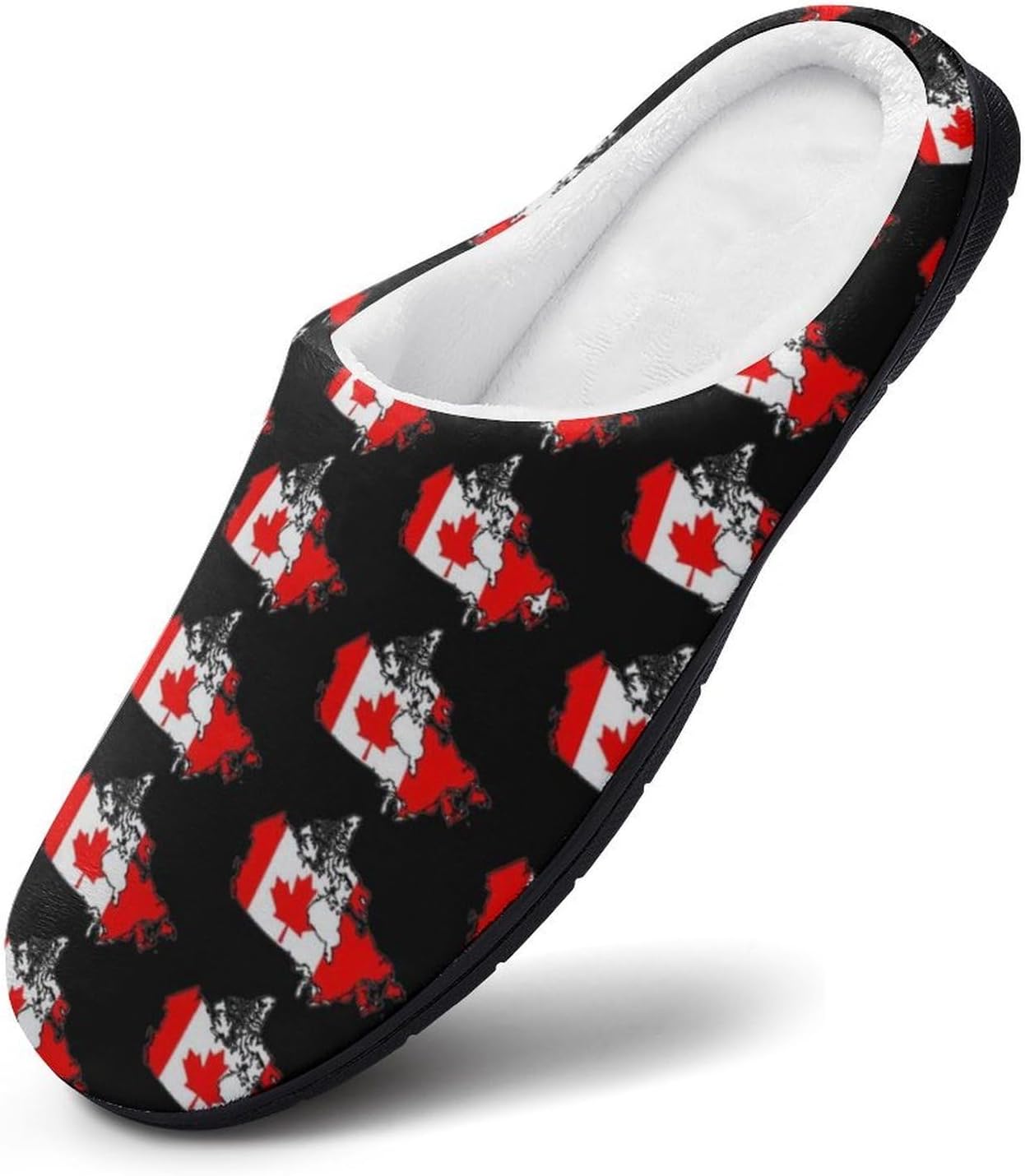 Canadian Flag Map Women's House Slippers Memory Foam Warm Shoes Spa Rubber Sole Indoor Outdoor