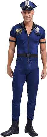 Mens Dirty Cop Uniform Sexy Policeman Cospay Costume Short Sleeve Jumpsuit Cop Outfits