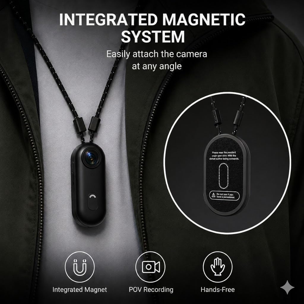 Winnes Action Body Cam 4K, videocamera sportiva con pollice, impermeabile, 30 m, registrazione video POV, indossabile con collana, clip magnetica, videocamera per casco per ciclismo, sci, moto