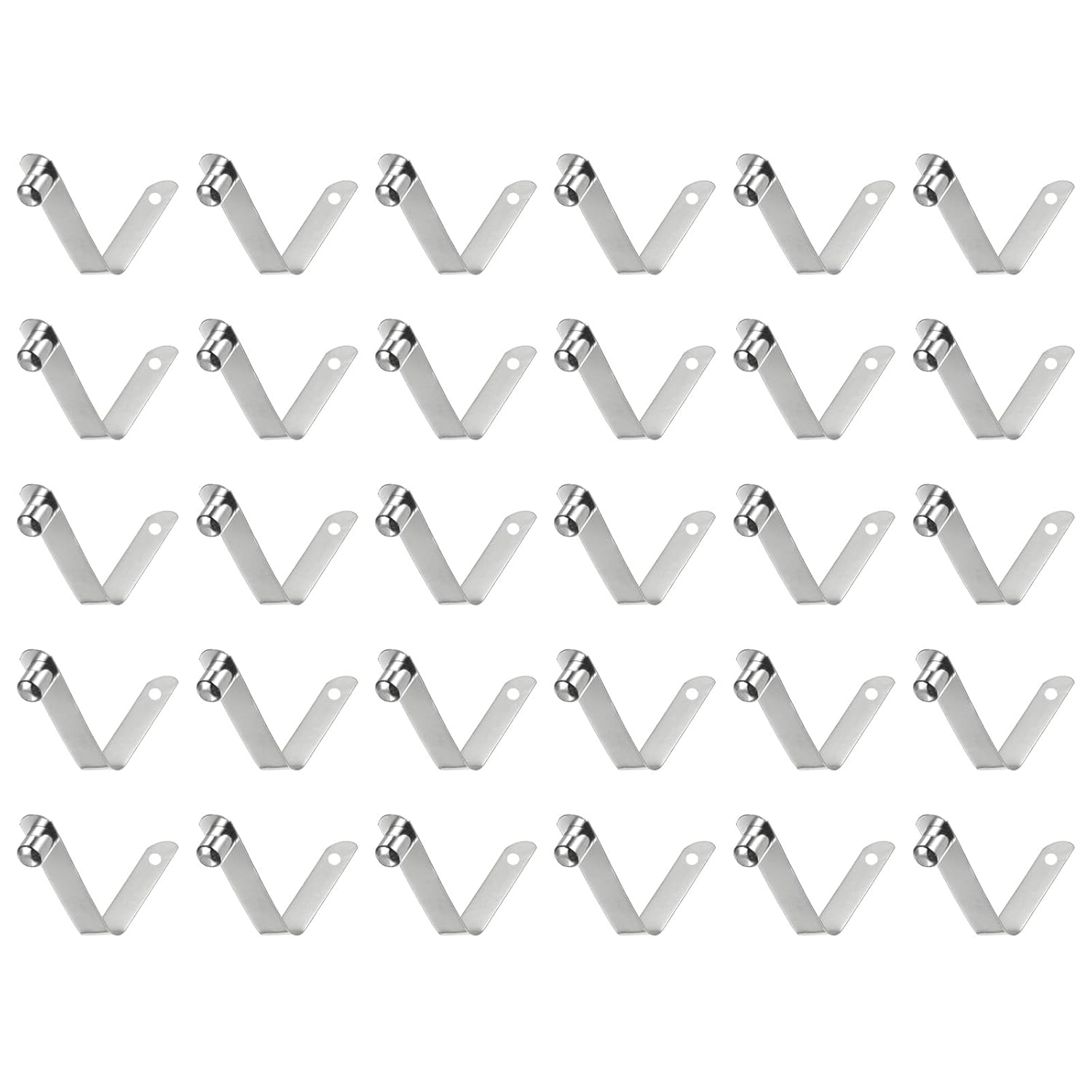 HARFINGTON 30pcs Single Button Kayak Paddle Snap Spring Clip 10x13.6x60mm 65Mn Spring Steel V-Shaped Solid Lift Telescopic Locking Tube Pole Clips for Tent Umbrella Camping