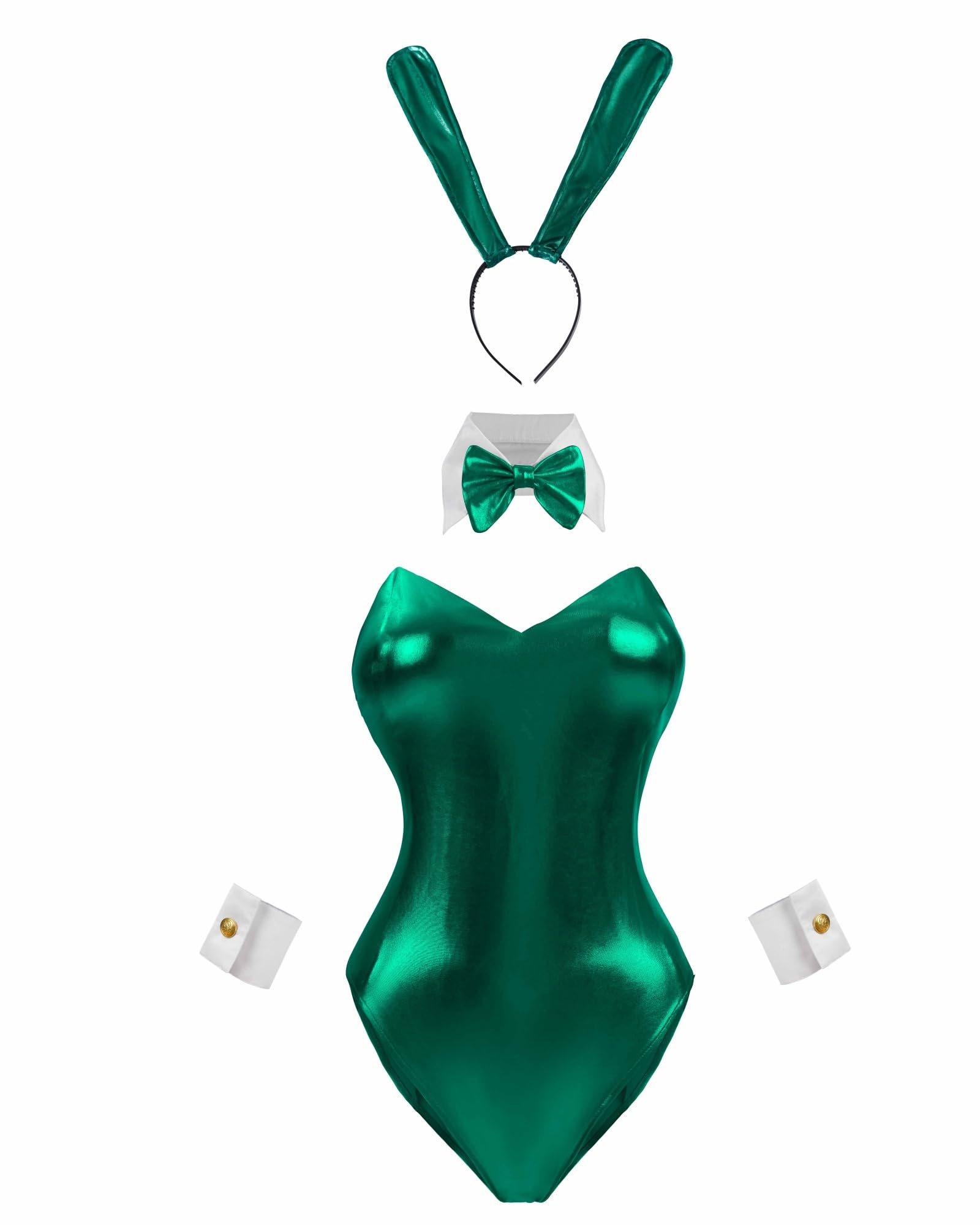 FCCAM Sexy Bunny Costume Women Anime Senpai Bunny Bodysuit Cosplay Bunny Costume Adult for Cosplay & Halloween Parties Green M โ image 1