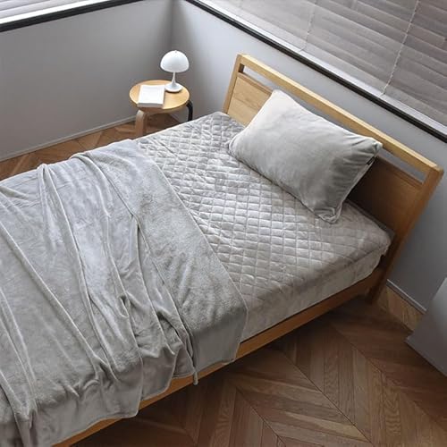 【ボンモマン公式】 ボックスシーツ 敷きパッド ワイドキング ベッドパッド 冬用 伝説の毛布 あったか 洗える 洗濯 おしゃれ 北欧 暖かい マイクロファイバー Amazon限定モデル アンジェ bon moment (グレー, ワイドキング(W200×H