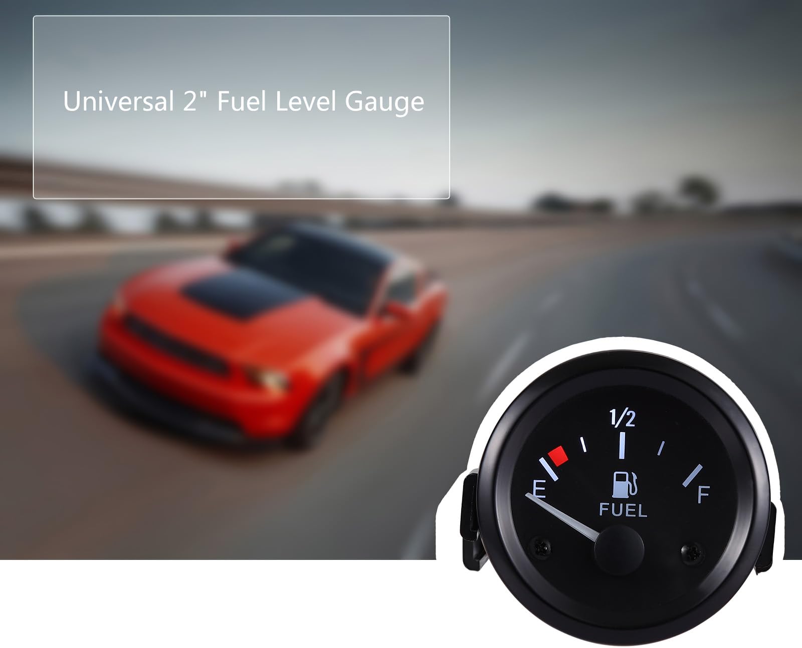 Rupse Jauge de Niveau de Carburant Compteur avec Capteur 52mm E-1/2-F Pointeur 12V Universel Capteur de Niveau d'huile pour Voiture SUV Bateau Yacht Camion RV