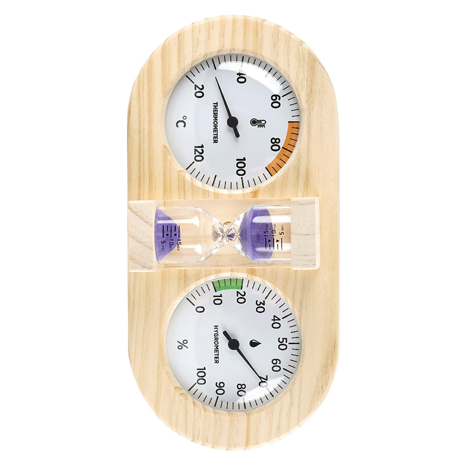 ibasenice Sauna Thermometer Hygrometer mit Doppelskala 15 Minuten Countdown