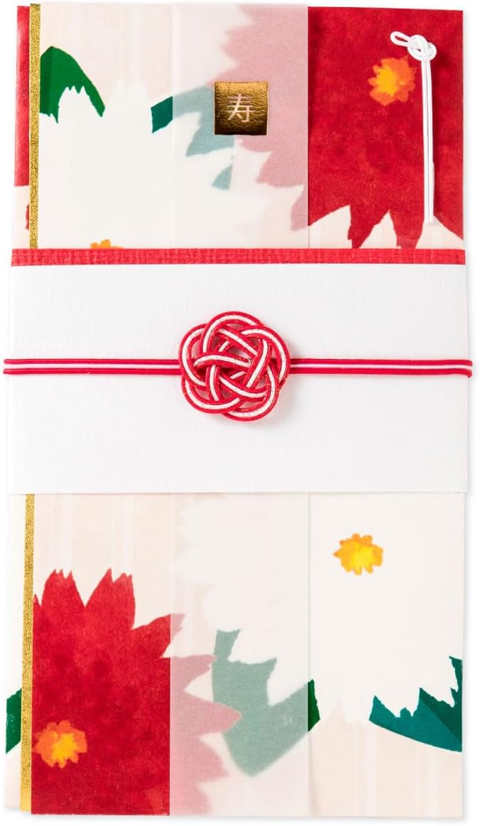 Shugi Bukuro Japanese Traditional Gift Envelope 7" x 5.1' Designs Money Holder Birthday Wedding Anniversary Greeting Cards DAHLIA