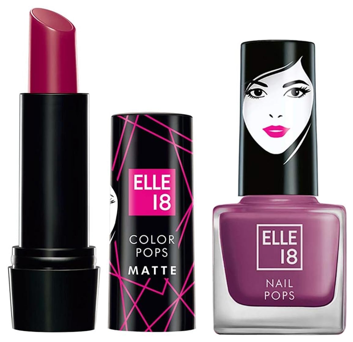 Elle 18 Matte, Glossy Finish Nail Pops Color 161, 5 Ml & Elle 8 Lipstick Berry Tea (Matte)-picture-20