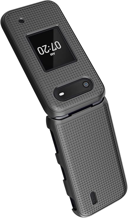 Nakedcellphone Grid Series for Nokia 2760 2780 Flip Phone Case - Black | Protective Hard Shell Cover, Satisfying Texture, Matte, For N139DL, TA-1398, TA-1451, TA-1420