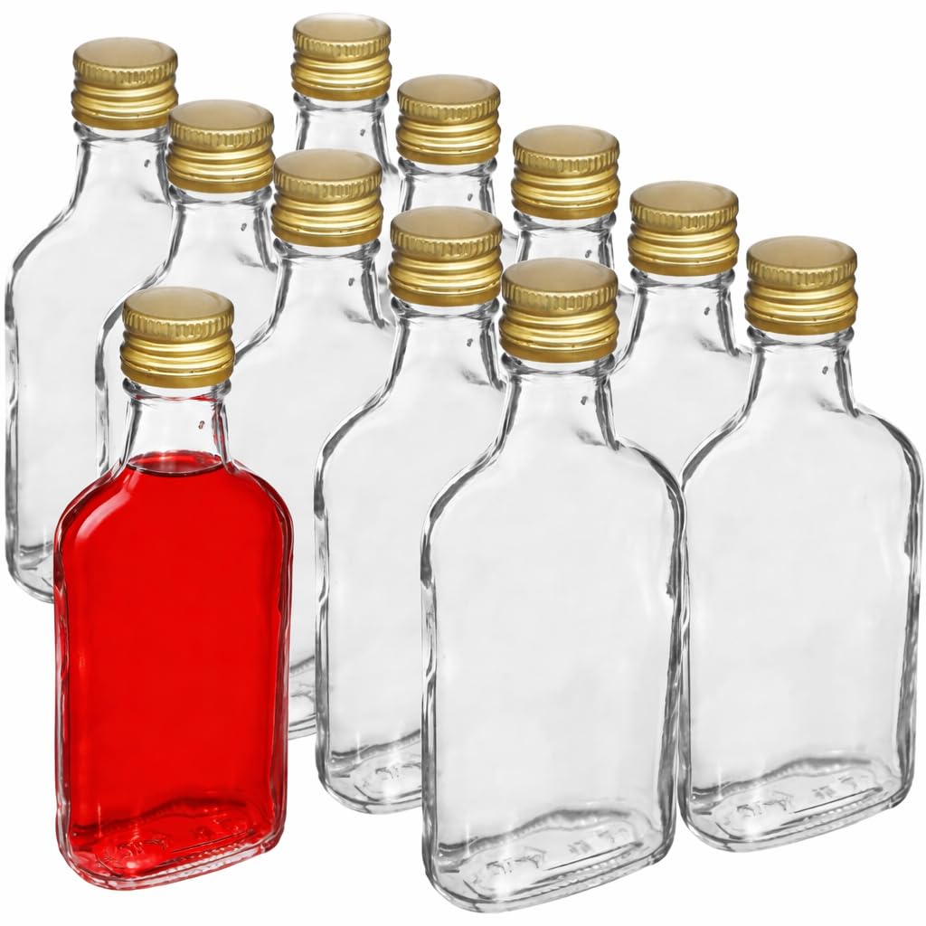 made in home - Bouteilles en verre vides de 200 ml avec bouchon à vis doré, 0,2 l, bouteilles d'alcool, vinaigre (50)
