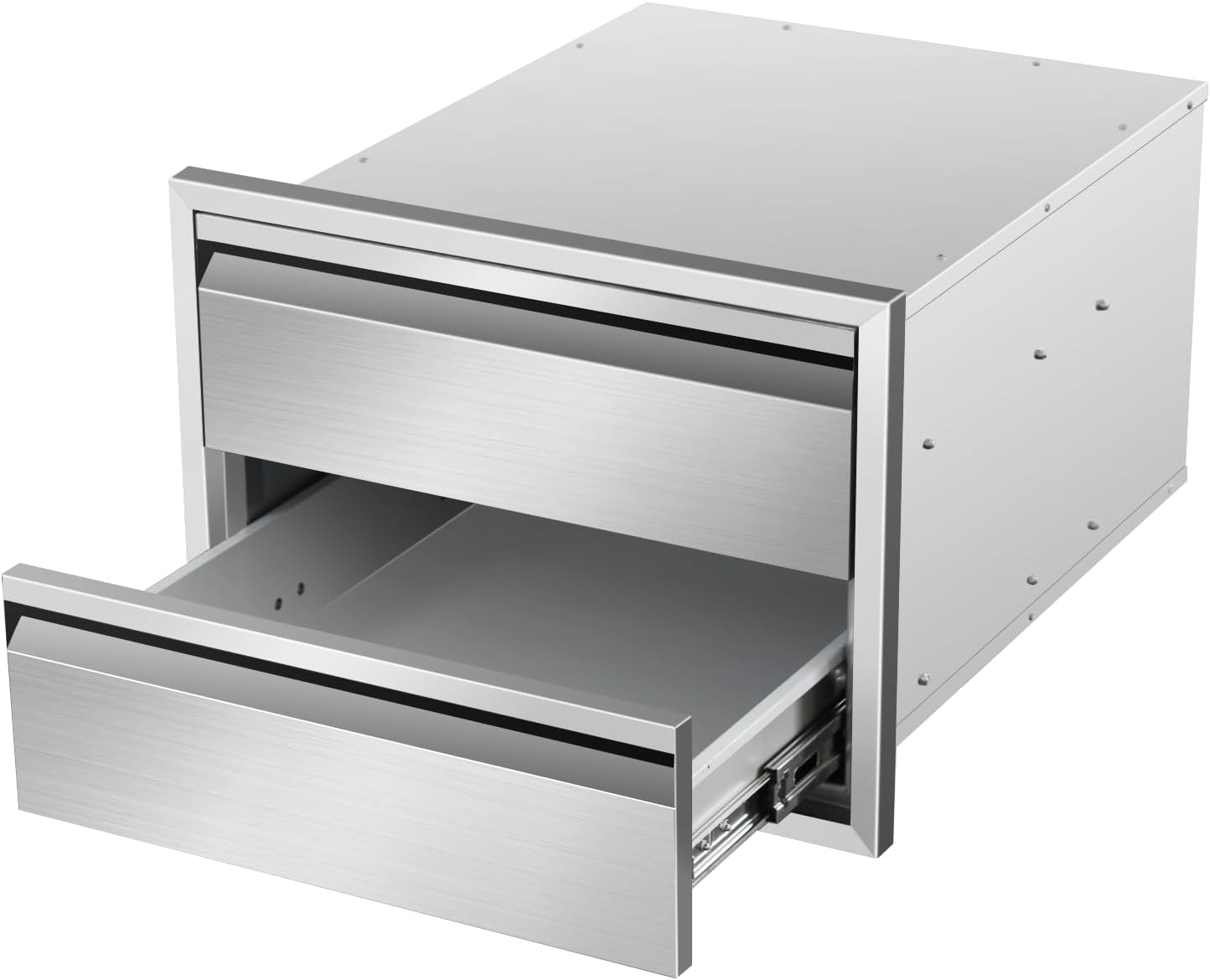 Outdoor Kitchen Drawers 14" W x 21" H x 23" D Triple BBQ Drawers Stainless Steel Built-in Drawer for Outdoor Kitchen Island, Patio Grill Station