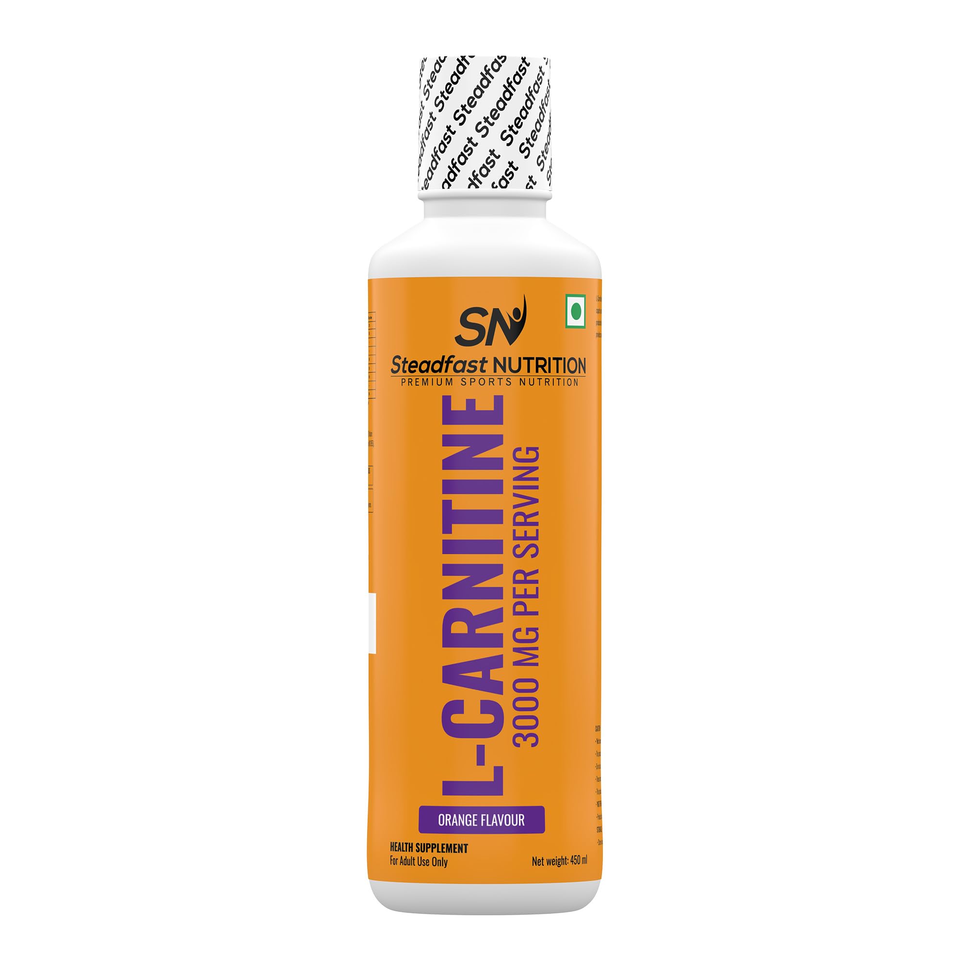 Steadfast Nutrition L-Carnitine 3000mg Liquid Supplement with Vitamin B5, Boosts Performance & Endurance, 450ml (Orange)-image-25