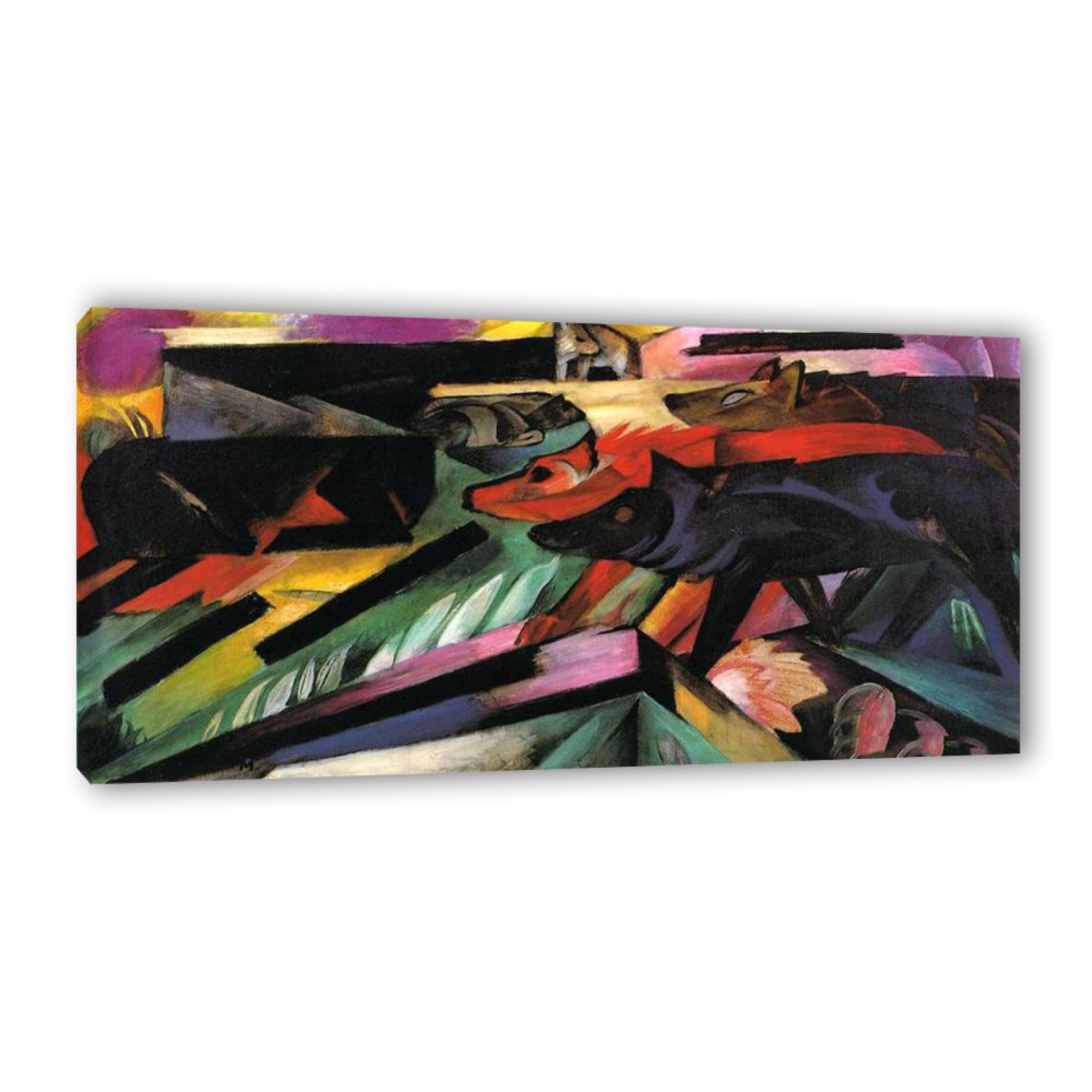 Impression sur toile cubisme Franz Marc The Wolves 50x100cm tableau avec cadre intérieur - 8