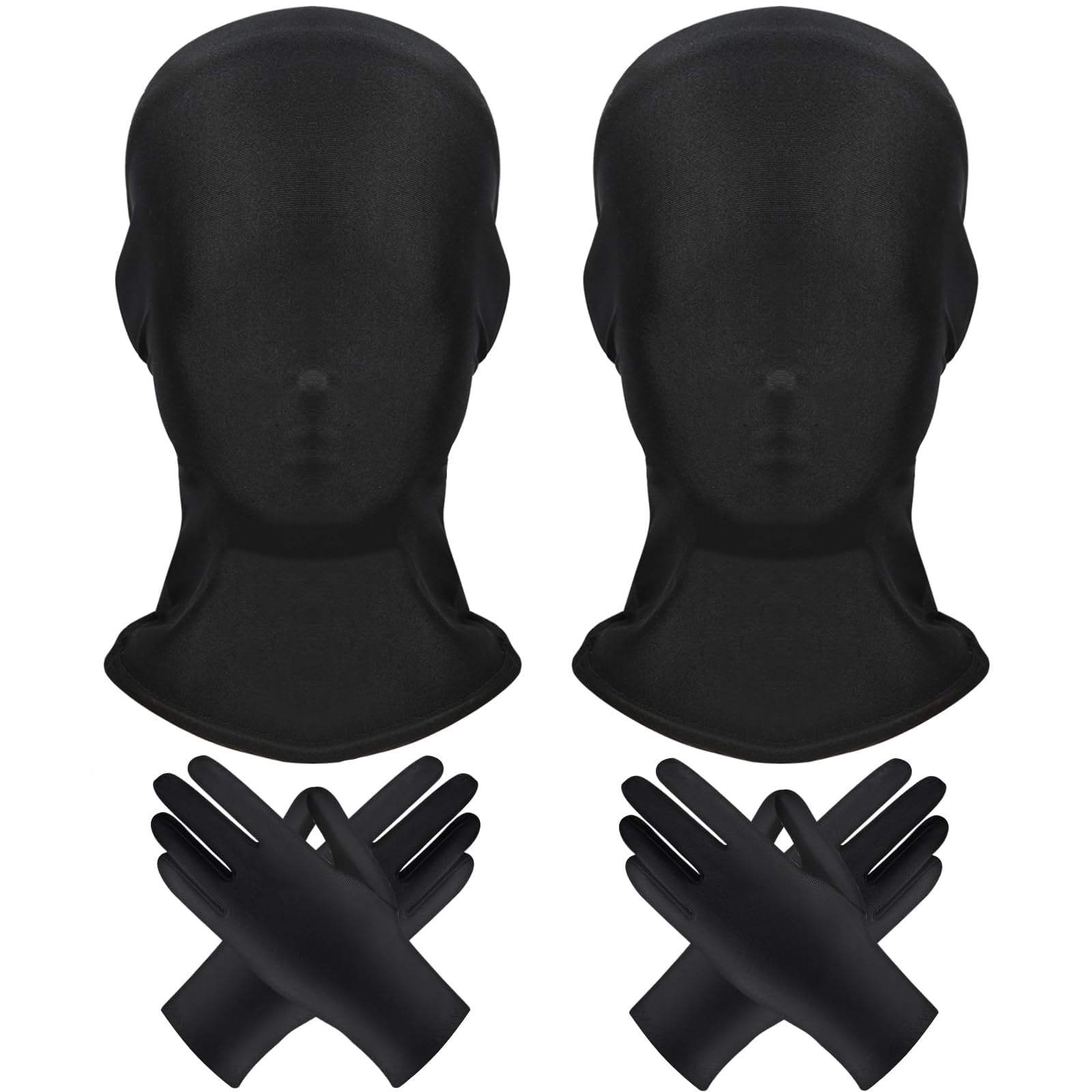 2 Set Faceless Mask and Gloves for Adults Halloween Party Masquerade Party Cosplay Costume Accessories (Adult, Black)