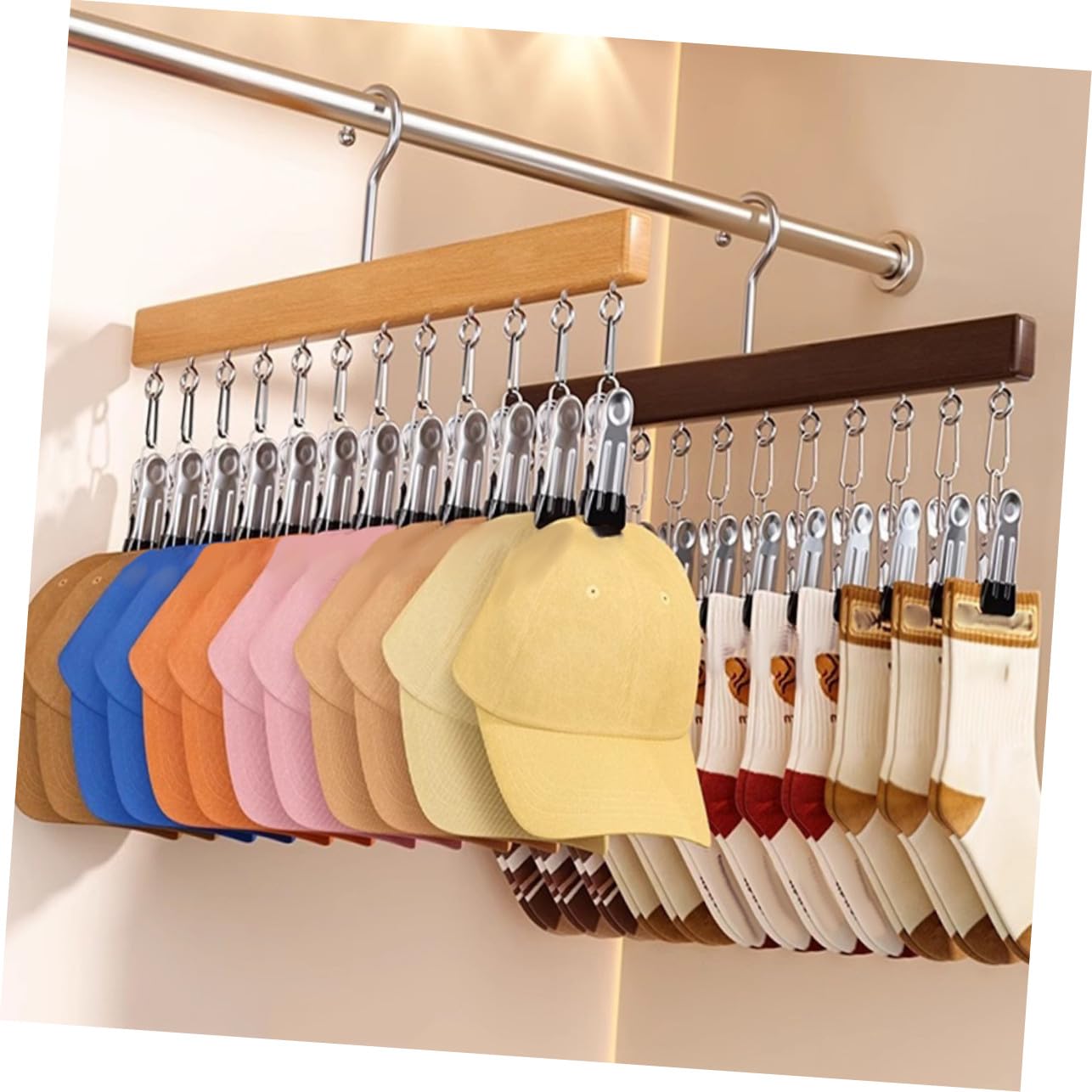 Gatuida 2piezas Estante De Almacenamiento Organizador De Clips para Sombreros Perchero Multifuncional para Colgar Toallas Armario Organizador De Gorras De Béisbol Material