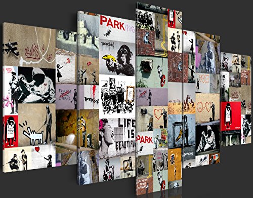 murando Canvas Wall Art 200x100 cm / 79"x40" Non-woven Canvas Prints Image Framed Artwork Painting Picture Photo Home Decoration 5 pcs banksy collage i-C-0092-b-n - Image 7