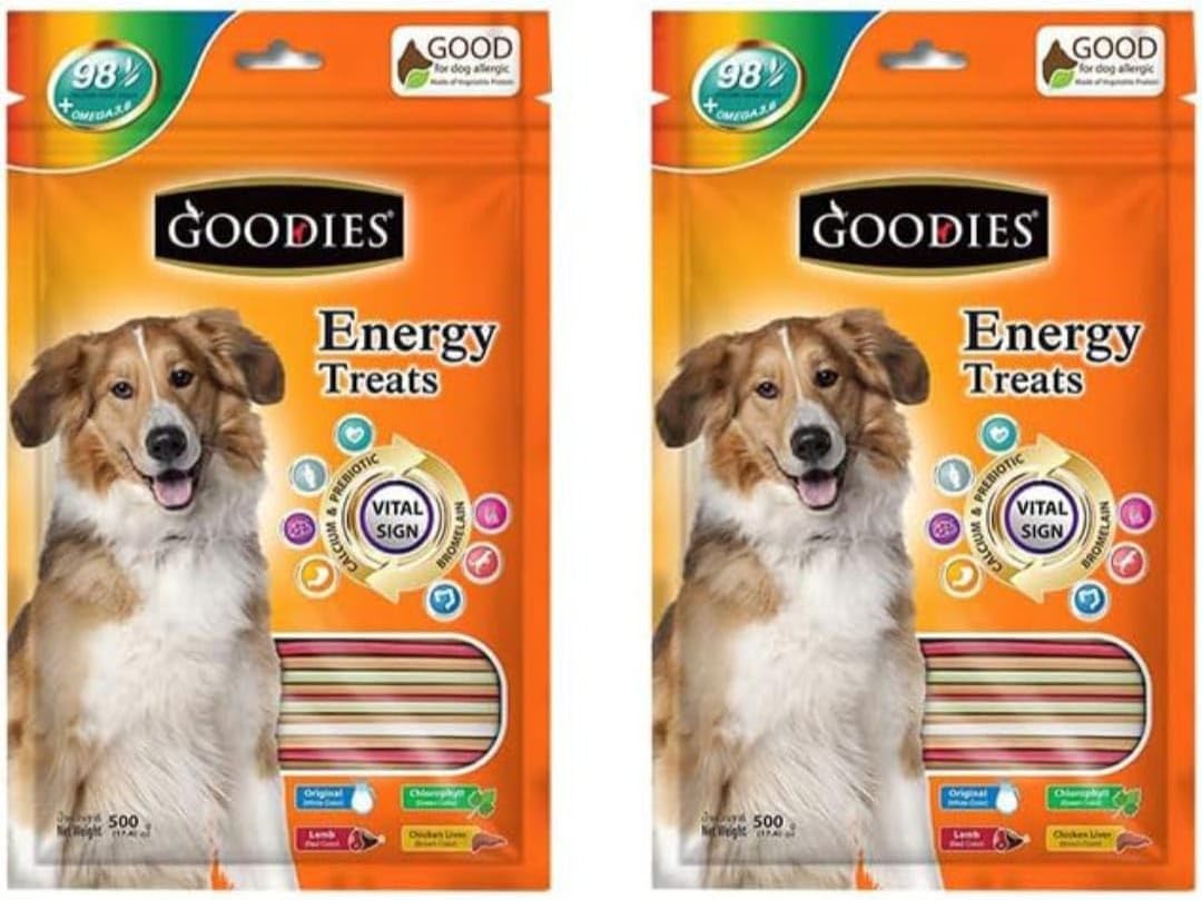 Goodies Energy Dry Dog Treats Mix Sticks for All Life Stages, Vegetable Flavor (2 X 500g) Pack of 2