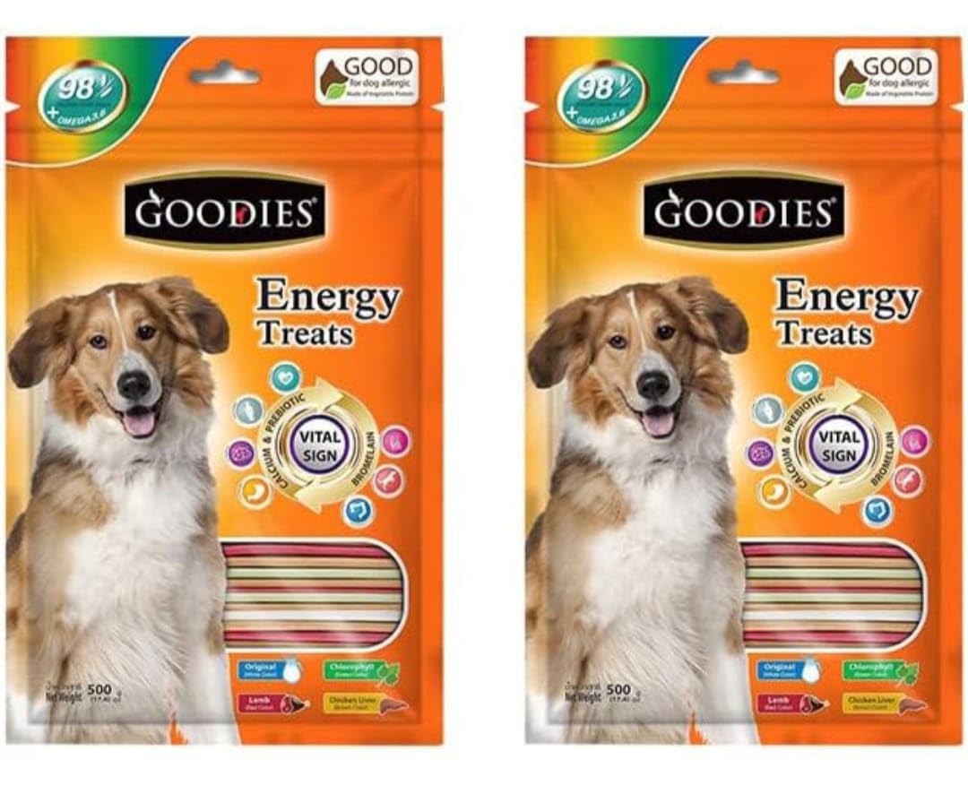 Goodies Energy Dry Dog Treats Mix Sticks for All Life Stages, Vegetable Flavor (2 X 500g) Pack of 2