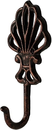 Miniatura 4 de FantasHome - Gancho individual de hierro fundido montado en la pared para decoración del hogar (flor de lis)