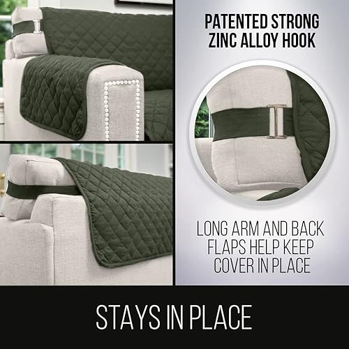 Vista 47 de Sofa Shield Funda de sofá con correa, reversible, resistente a las manchas y al desgarro, funda acolchada de microfibra, lavables, asiento de 78