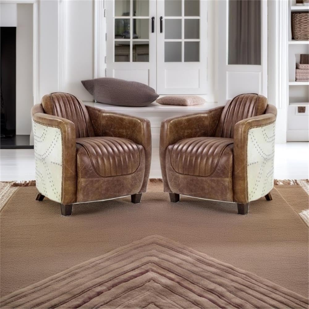 Amazon.com: Home Square 2-Piece Top Grain Leather Accent Chair Set