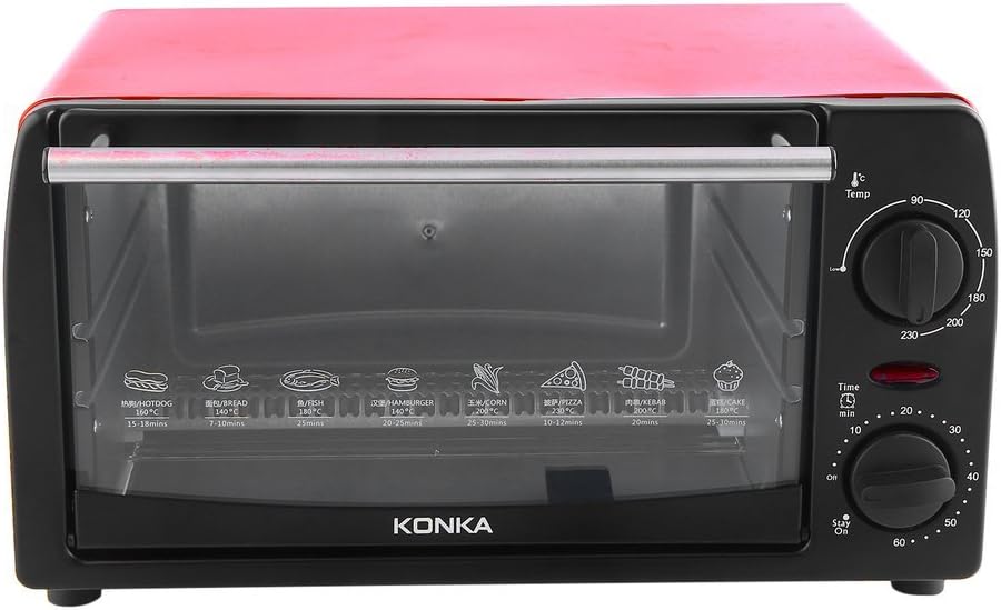 KONKA Toaster Oven Home 12L Mini Baking Oven KAO-1202 1050W With Bakeware,7.8 Pounds,Red
