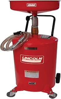 Lincoln 3601 18-Gallon Pressurized Oil Drain Tank - 45-72" Adjustable Funnel, 14" Bowl, 150 PSI Steel Evacuator for Shops