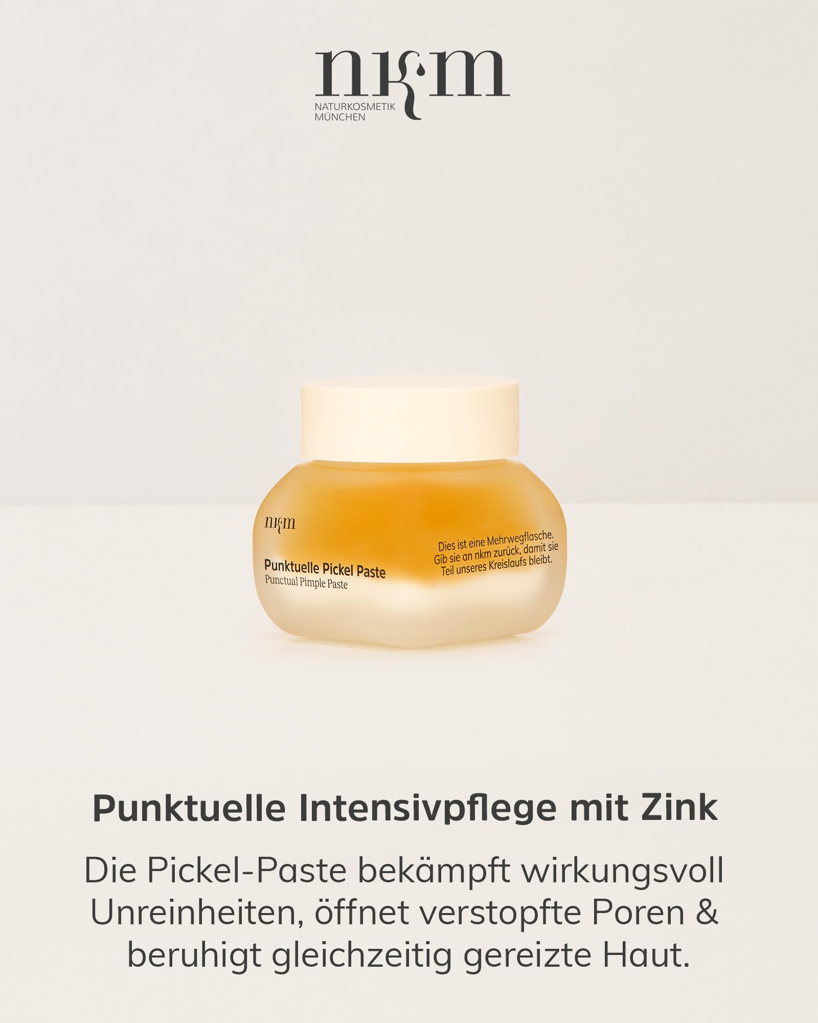 nkm Naturkosmetik München Pflege-Set bei Unreinheiten – Antimikrobieller Toner 100 ml mit Salicylsäure & Punktuelle Pickel-Paste 15 ml mit Zink – Vegan – Dermatologisch Getestet