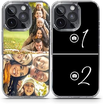 MUNDAZE Custom Phone Case for iPhone 16 15 14 13 12 11 Pro Max Plus, Personalized Two Photos Collage Case - Shockproof Protective Cover, Unique Gift for Friends and Family, Printed in USA Clear