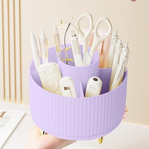 Miniatura 8 de Soporte para lápices, 5 ranuras, organizador de bolígrafos giratorio de 360 para escritorio, almacenamiento de escritorio, suministros de papelería,