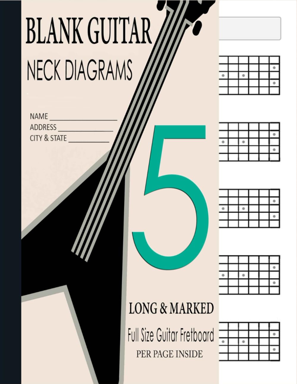 Blank Guitar Neck Diagram Notebook: Guitar Inlay Fret Markers Dot Fretboard Diagrams Log Book | Blank Sheet Music Composition Paper | Full 24 Fret Neck Diagrams