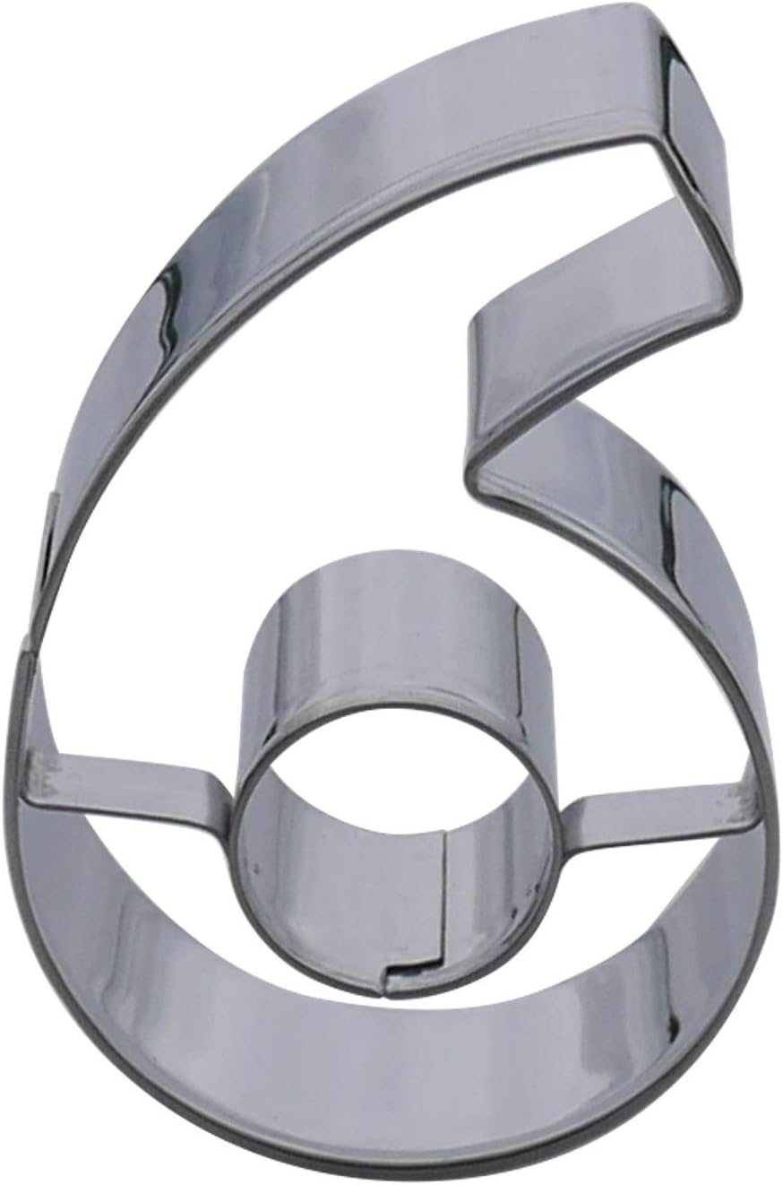 Number 6 Cookie Cutter – Sharp & Safe Stainless Steel Cooking Utensils – Ideal For Sandwiches, Pancakes, Fruits & Crafts – Dishwasher-Safe Bakery Supplies from Sweet Cookie Crumbs (3.1”T x 2.1”W)