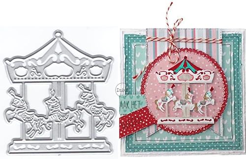 DzIxY Hermoso carrusel de corte de metal troqueles para hacer tarjetas, kit de papel en relieve, troquelados, plantillas de máquina de álbumes de