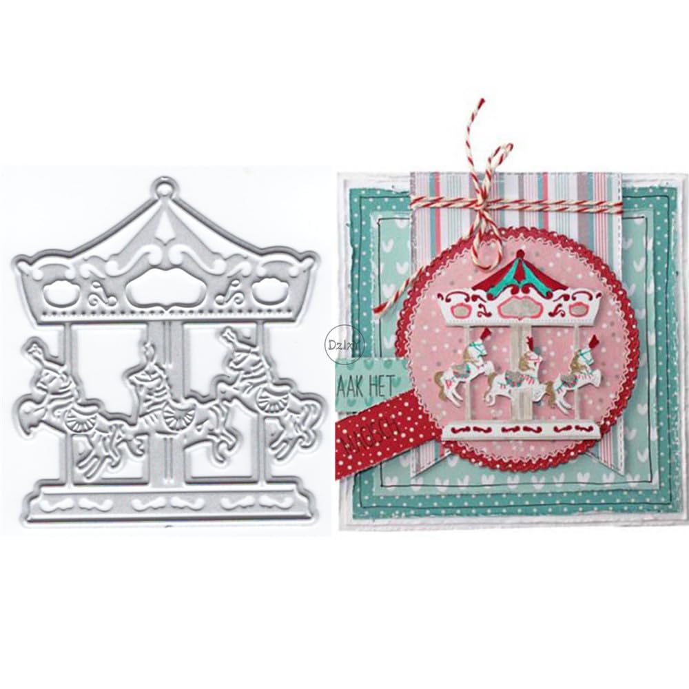 DzIxY Beautiful The Carousel Metal Cutting Dies for Clear Stamps and Metal Cutting Dies Sets for Card Making Scrapbooking Paper Supplies Seals Storage Pockets