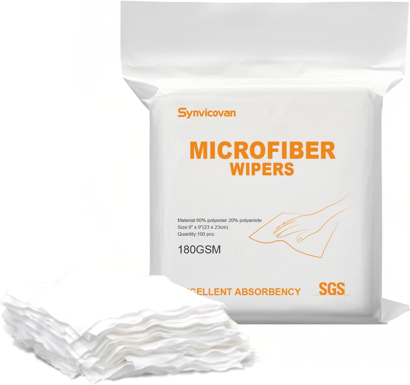 Microfiber Wipes 9"x9"(100 Pcs,Class 100, 180GSM) Superfine Lint Free Cloths Cleaning and Drying Cloths Reusable Ultra Absorbent for All Surface Types