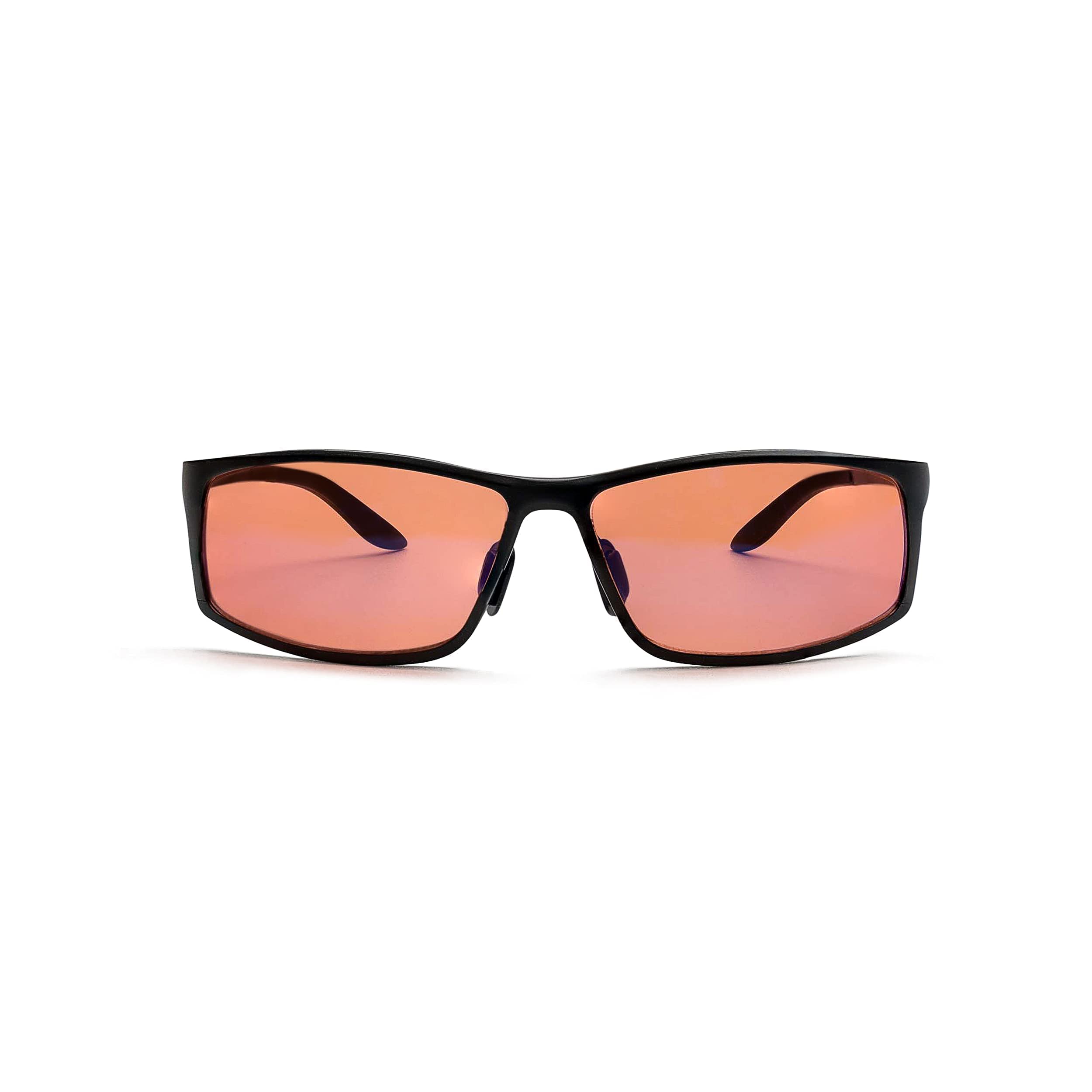 BRADDELL FL-41 - Gafas de luz azul tintadas rosa para sensibilidad a la luz de migraña, fatiga ocular y deslumbramiento LED fluorescente (metal de aluminio)