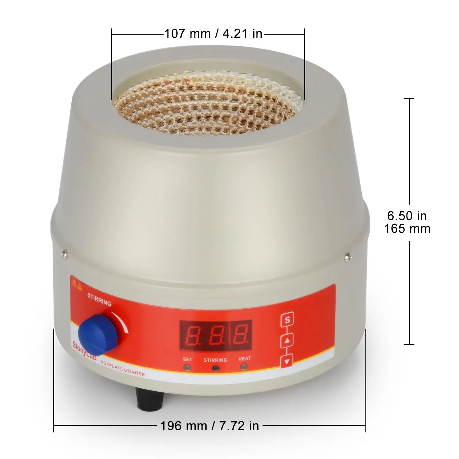stonylab Chauffe Ballon, Réglables Chauffage et Agitation Electromantle Chauffant électrique avec Agitateur Magnétique et Contrôle de Température Numérique, Heating Mantle 220V / 300℃ 250W, 500ml
