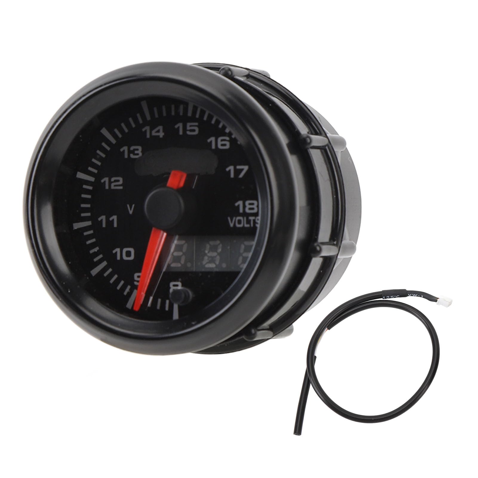 Woltomierz Samochodowy 52 Mm, Woltomierz Cyfrowy Samochodowy, Miernik Napięcia LED 52 Mm, materiał ABS, DC 8-18 V z łatwą instalacją, Dopasowanie do Wszystkich Samochodów DC 12 V