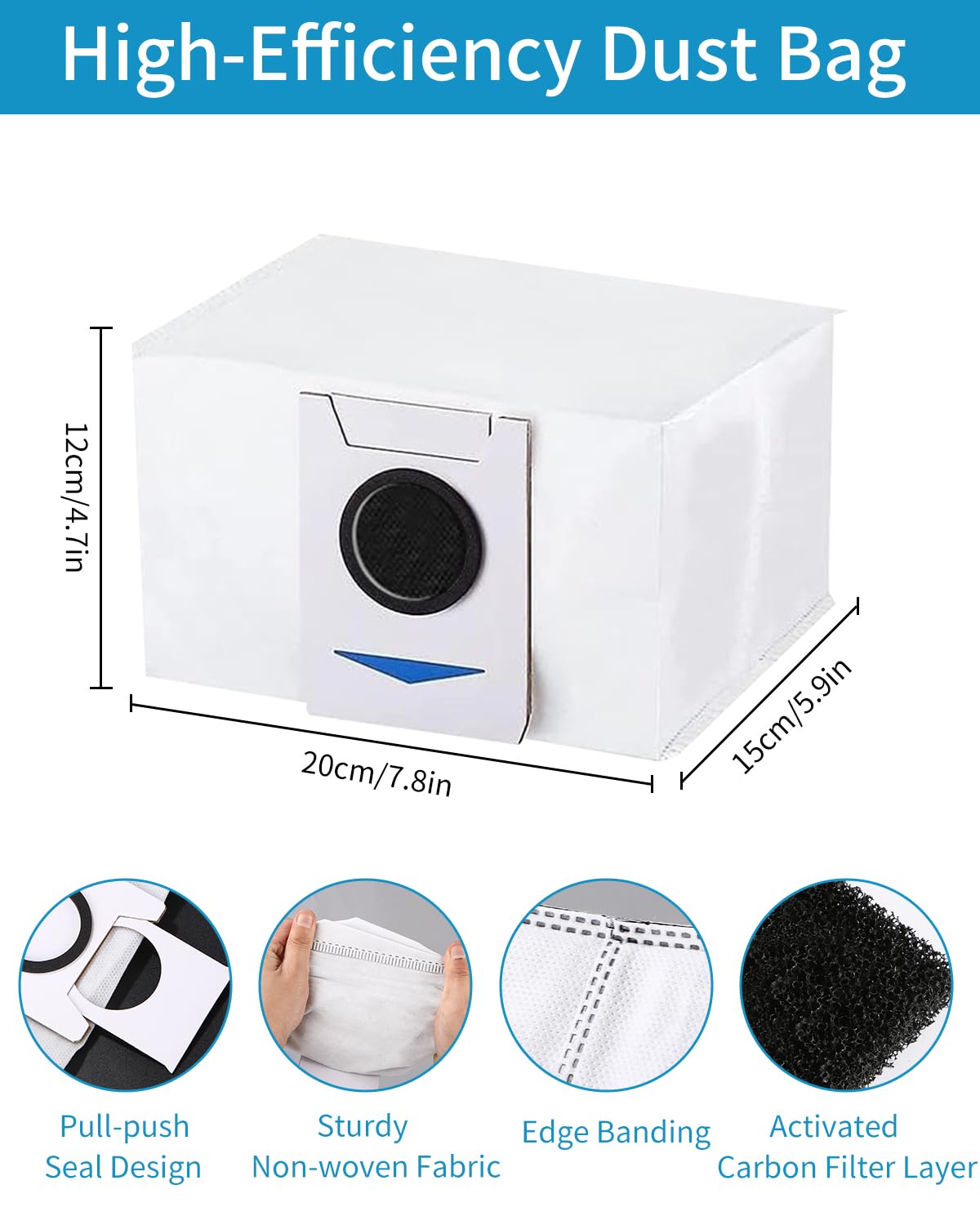 Lot De 12 Sacs Aspirateur Compatible Ecovacs Deebot X1 Omni, X1 Turbo, T20 Omni - Sacs Poussière 3.2L