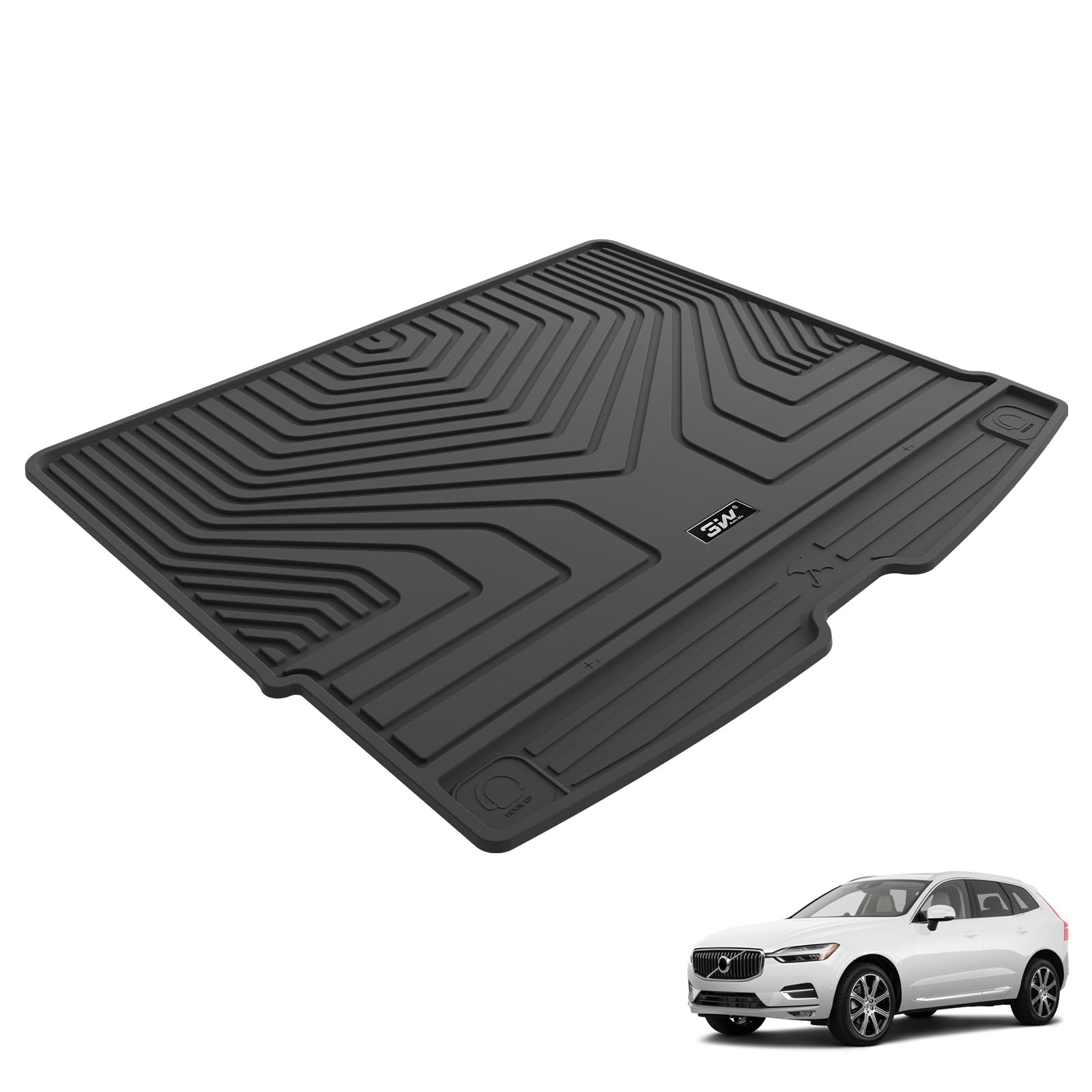 3W Cargo Liner Fit for Volvo XC60 2018-2025 (Not for Hybrid) Non-Slip Odorless TPE All Weather Custom Fit T5 T6 Momentum Cargo mats for Volvo XC60 Tunk Mats Car Liners Black Over 10 Years Lifespan