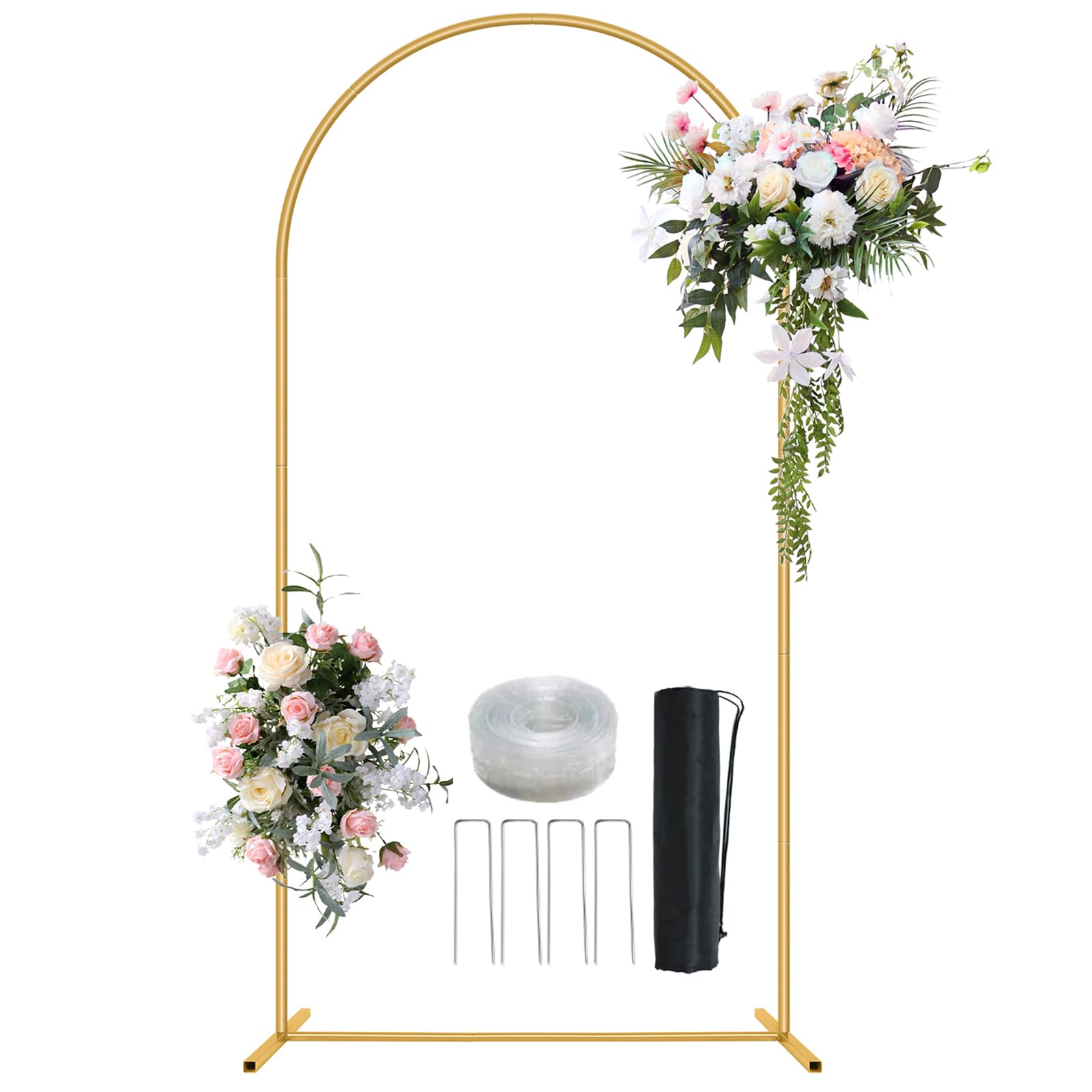 Photo 1 of Metal Arch Backdrop Stand 7.2FT Gold Wedding Balloon Arched Backdrop Stand Square Arch Frame for Birthday Valentines Day Party Bridal Baby Shower Ceremony Decoration