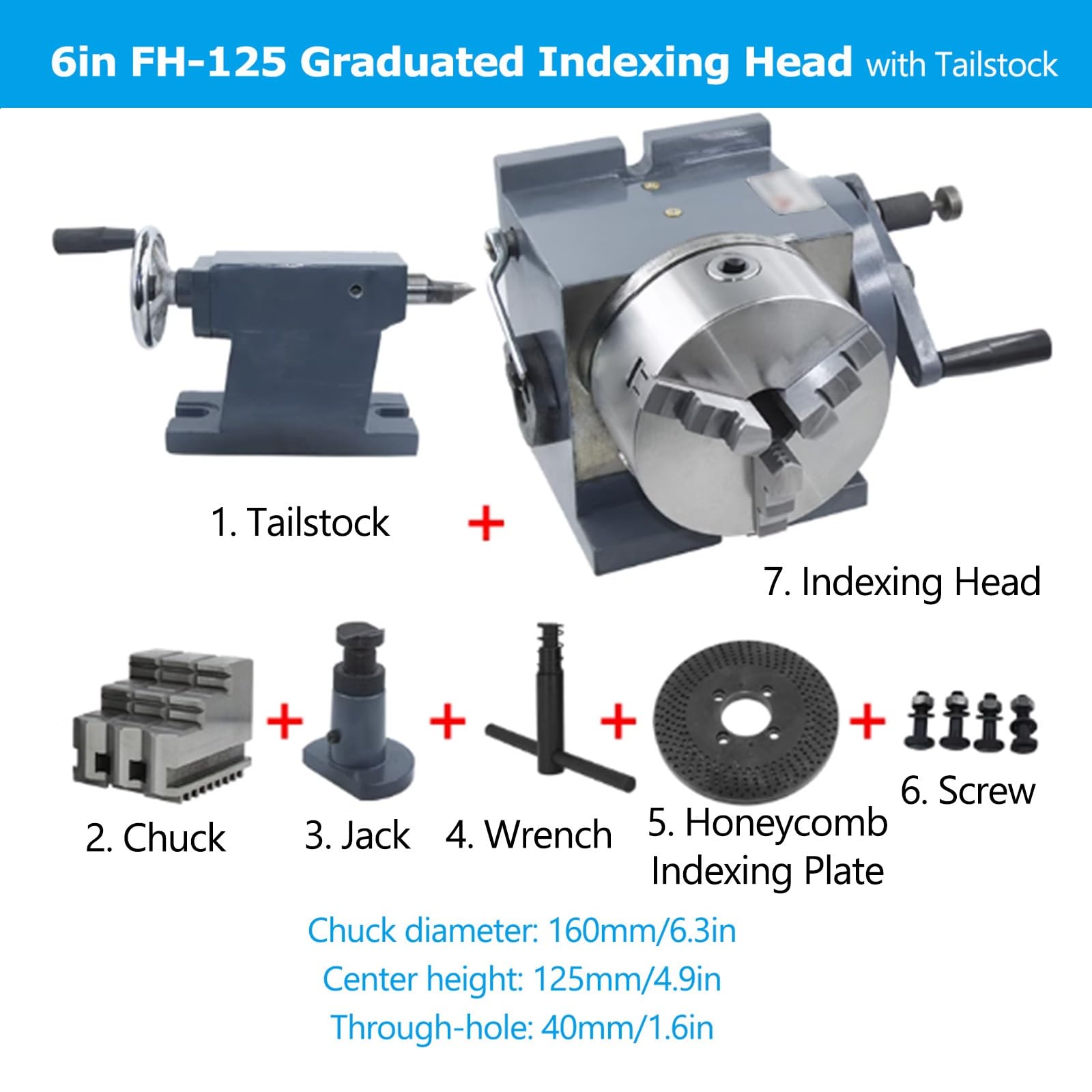 Testa Divisoria For Fresatrice Da 6/8'' Con Contropunta, Accessori Inclusi