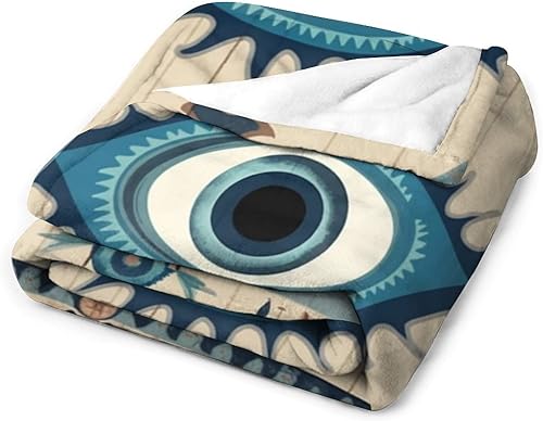Miniatura 10 de Manta de mal de ojo, tribal bohemio, retro, súper suave, acogedora, cálida, manta decorativa para sala de estar, dormitorio, dormitorio