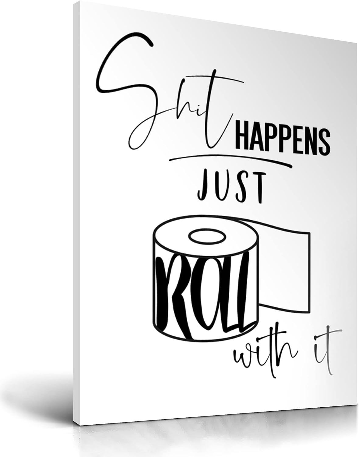 UPWOIGH Funny Bathroom Wall Art Decor, Black and White Toilet Paper