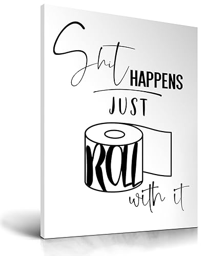 UPWOIGH Funny Bathroom Wall Art Decor, Black and White Toilet