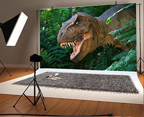 Leyiyi 5X3Ft Photography Background 3D Safari Dinasour Birthday Party Backdrop Ancient Jungle Tropical Bush Teeth Hunting Summer Camp Baby Shower Photo Portrait Vinyl Video Studio Prop #TOP2