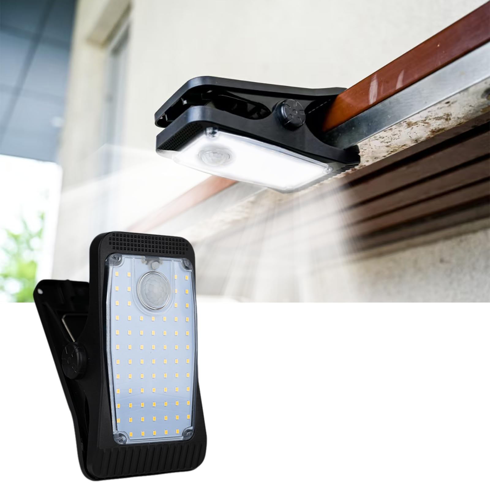 Hqynss Clip On Solar Light Outdoor 1500mAh, New Enhanced LED Outdoor Solar Light, Motion Detection Sensor Light