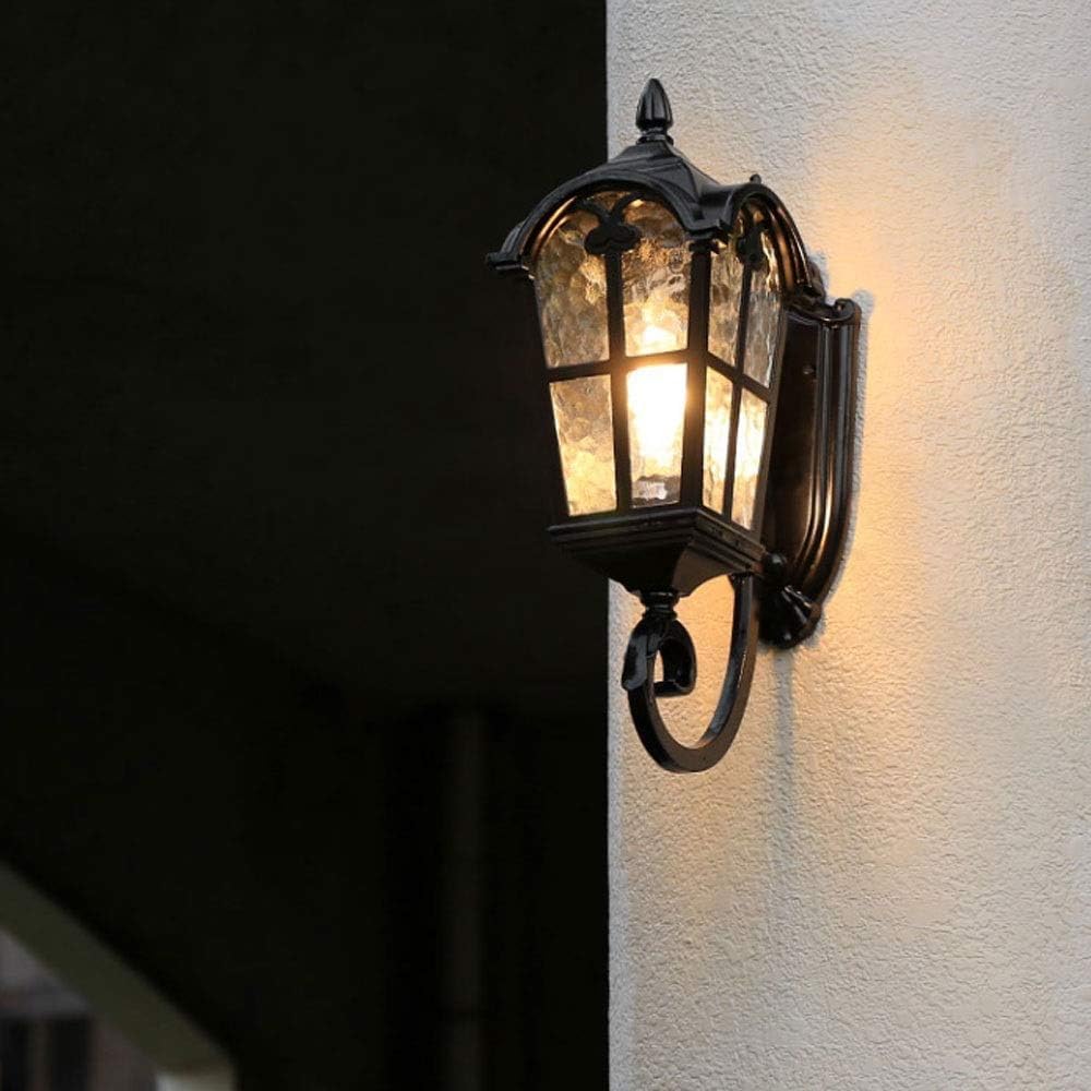 Tradizionale Garage Pavilion Victoria Outdoor Sconce Lanterna di Vetro Finitura Nera Portico Frontale Alluminio Metallo Illuminazione Da Parete E27 Edison Retro Villa Cou,