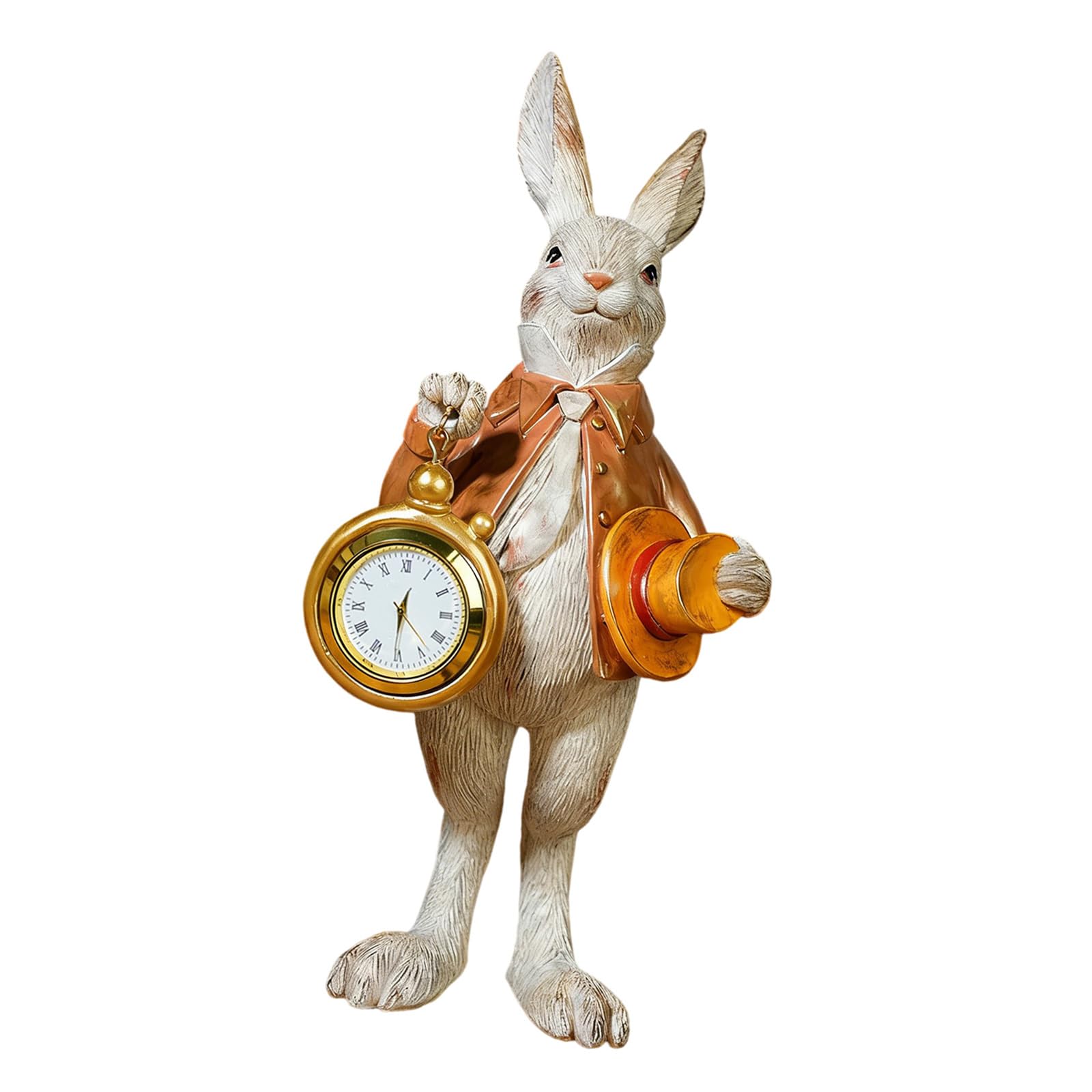 Figurine en résine de lapin avec cylindre pour décoration de Pâques